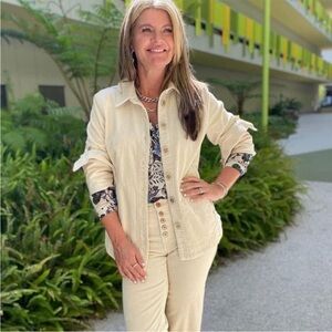 Cabi Scout Jacket #4493 Ivory corduroy Cotton Size XS Was $149